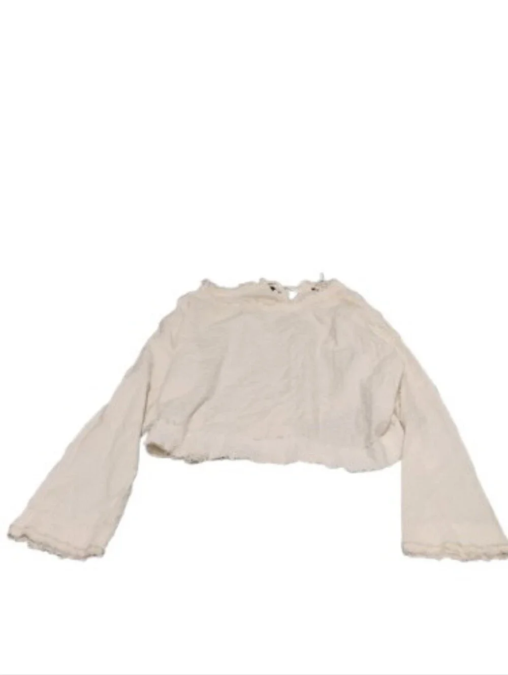 Free People Women's Textured Walking In Hueco Tie Back Flare Sleeve Top Sz XS